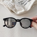 Lunettes de soleil rondes classiques noires pour bébés âgés de 0 à 3 ans - Monture Noire Miroir Argent