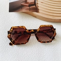 Fashionable oversized hexagonal tortoiseshell sunglasses with dark brown lenses for women - Yellow Demi