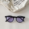 Lunettes de soleil rondes pour enfants avec monture noire et verres violets transparents - Monture noire verres violets
