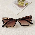 Gafas de sol retro ojo de gato de carey con montura gruesa y lentes degradados - Carey