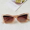 Gafas de sol retro de ojo de gato con montura champán y lentes marrones degradadas - Rosa