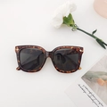 Square tortoise sunglasses with gold star rivets on a minimalist white aesthetic backdrop - Leopard Print