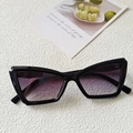 Gafas de sol vintage ojo de gato con montura negra brillante y lentes degradados púrpuras - Montura Negra Doble Gris