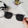 Kids vintage square sunglasses in transparent grey frame with UV lenses - Smoke Gray