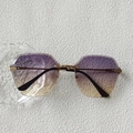 Lunettes de soleil sans monture oversize avec verres dégradés violet-jaune et monture dorée - Violet & Jaune