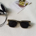Children's square frame sunglasses in translucent grey-green with dark lenses - Transparent Green