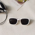 Kids square white sunglasses with dark lenses and silver star accents on the frame - Porcelain White