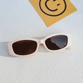 Lunettes de soleil ovales rétro beige crème avec verres bruns et monture chic - Blanc Cassé