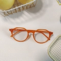 Occhiali da sole cat eye arancioni vivaci con montatura a bolle e lenti trasparenti - Stile Trasparente a Cornice Intera Arancione (023)