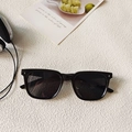 Kids black square sunglasses with silver star rivets and dark lenses for summer - Dark Grey