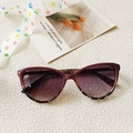 Deep purple cat-eye sunglasses with gradient lenses and thick frames for UV protection - Upper Khaki Lower Leopard
