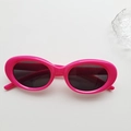 Kids oval retro sunglasses in bright rose pink color with dark UV lenses - Rose Red