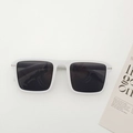 Retro oversized white square frame sunglasses with dark grey lenses in C5 colorway - Porcelain White