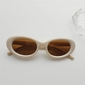 Kids vintage oval sunglasses with cream white frame and brown UV protective lenses - Off White Champagne