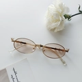 Retro ovale gouden metalen bril met lichtthee lenzen en strass-steentjes kroondetail - Gouden Frame Licht Thee Lenzen