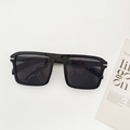Vintage oversized black square sunglasses with silver arrow metal accents on the frame - Black and Gray