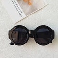 Retro oversized ronde zonnebril met zwart dik montuur en donkergrijze glazen - Zwart