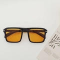 Retro oversized square sunglasses with black frame and translucent orange lenses - Black Orange