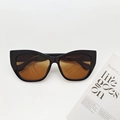 Retro Katzenaugen Sonnenbrille mit schwarzem übergroßem Rahmen und braunen Gläsern - Dunkelbraun