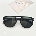 Retro pilot sunglasses with double bridge black frame and dark green lenses for a vintage look - Dark Green