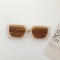 Classic square beige sunglasses with amber lenses and stylish thick frame for women - Off White