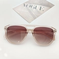 Retro oversized double bridge sunglasses with transparent nude frames and gradient lenses - Champagne