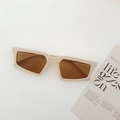 Retro rectangular sunglasses with milky white frame and tinted brown UV lenses - Off White