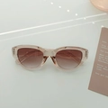 Futuristic champagne cat eye sunglasses with brown gradient lenses and specs - Champagne