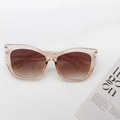 Lunettes de soleil œil de chat pour femmes, monture rose translucide, verres dégradés - Bleu foncé