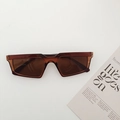 Retro geometric amber sunglasses with rectangular frames and translucent finish - Dark Tea