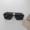 Schwarze Oversize-Pilotenbrille mit Doppelsteg-Rahmen für einen modernen Trend-Look - Schwarz