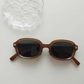 Retro-Oval-Sonnenbrille mit bernsteinfarbenen Rahmen und dunklen UV-Schutzgläsern - Oranger Rahmen Graue Linse