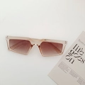 Geometric cat eye sunglasses with transparent champagne frames and brown gradient lenses - Champagne