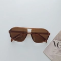 Retro pilot sunglasses with double bridge brown resin frame and dark lenses - Dark Tea