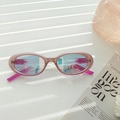 Y2K oval kids sunglasses in translucent purple frame with star accents and UV400 lenses - Marble Pink