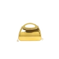 Borsa da sera dorata lucida con manico integrato e tracolla a catena in metallo - Oro