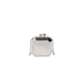 Octagonal silver mirror finish evening clutch bag with metallic sphere clasp and chain - Silver