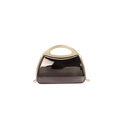 Pochette box in acrilico grigio antracite lucido con manico rotondo dorato - Nero