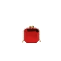 Mini red gemstone-shaped acrylic box bag with gold chain strap and spherical clasp - Red