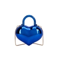Glossy bright blue heart-shaped acrylic crossbody bag with gold chain strap - Blue
