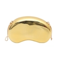 Elegante pochette da sera dorata a forma di fagiolo con finitura lucida e tracolla - Oro