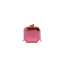 Pink mirrored octagon mini chain bag with golden ball clasp for women in a sleek finish - Rose Red