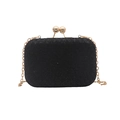 Elegant black glitter evening clutch bag with gold ball clasps and chain strap - Black