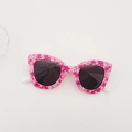 Occhiali da sole rosa a fiori per bambini con montatura cat-eye e lenti nere - Fiore rosa con stanghette bianche
