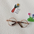 Lunettes rondes rétro en métal or rose pour petits chiens et chats avec embouts noirs - Style 1 / Doré