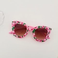 Occhiali da sole da gatto rosa a fiori per bambini con lenti marroni sfumate - Fiore rosa con stanghette rosa