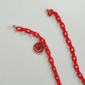 Catena per mascherine in acrilico rosso per bambini con ciondolo smiley e asole - Rosso Acceso (Ciondolo Sorriso)