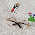 Lunettes pour animaux à monture ronde en métal or rose avec embouts noirs confortables - Style 1 / Or rose