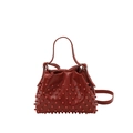 Secchiello rosso scuro alla moda con perle, manico superiore e tracolla versatile - Rosso