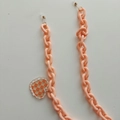 Catenella per occhiali in acrilico rosa pesca con ciondolo a cuore a scacchi - Arancione (Cuore a Scacchi)